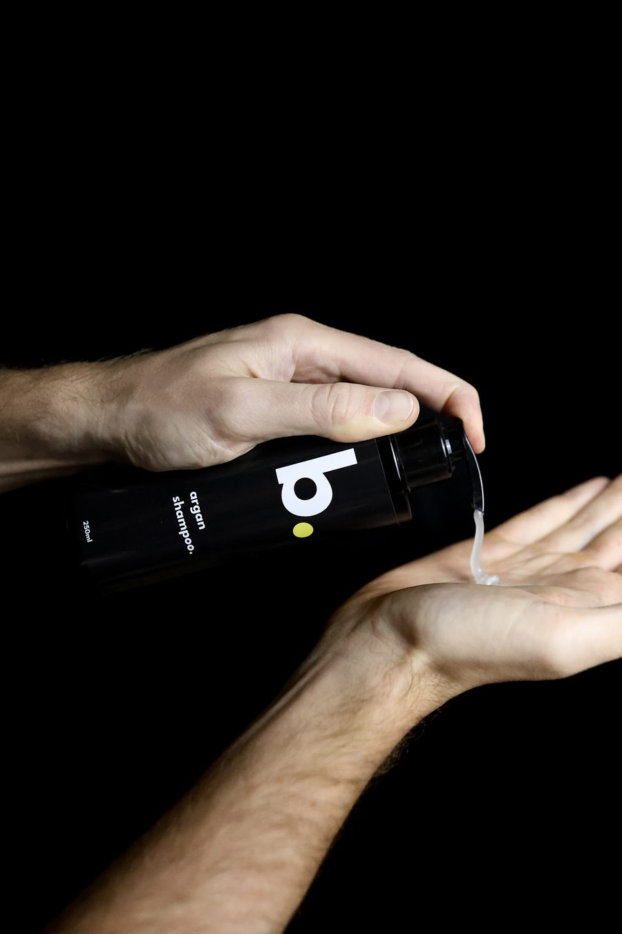 b. argan shampoo in action